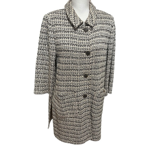 St. John Longline Tweed Blazer Jacket 3/4 Sleeves Women’s Sz 12 Designer Classic - Picture 2 of 16